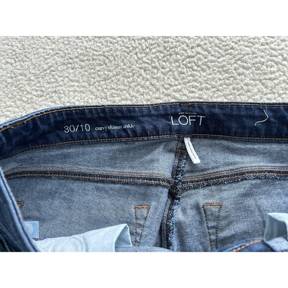 Ann Taylor LOFT Mid-Rise Curvy Skinny Ankle Jeans Blue Medium Wash Size 30/10 - Picture 5 of 10
